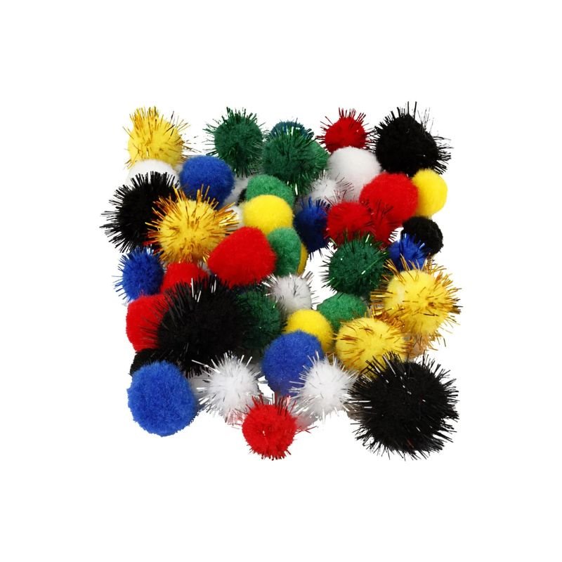Pompons diverse kleuren 48 stuks met en zonder glitter I Creativ Company - Petits Artistes