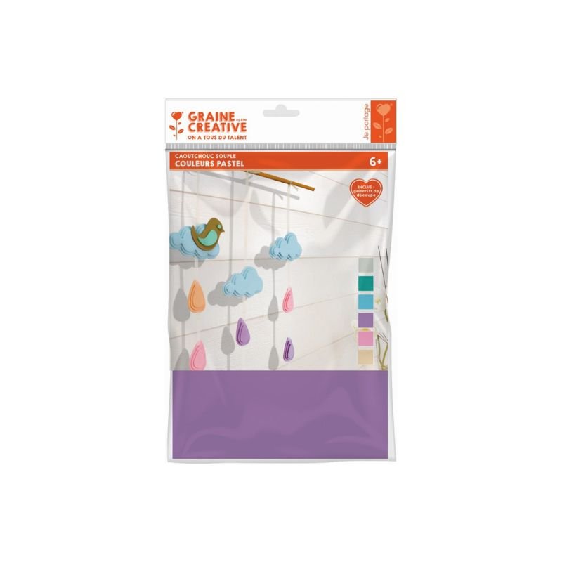 Rubber vellen pastel kleuren 6 stuks - Petits Artistes