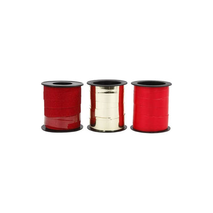 Kerstlintenset Goud, Rood en Glitterrood (3 rollen)