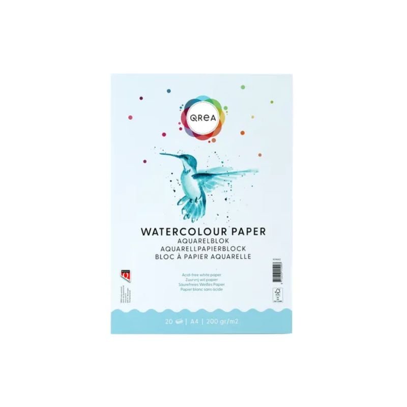 Aquarelblok A4 Qrea (20 vel, 200 g/m²) - Petits Artistes