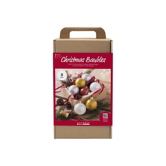 Hobbyset 8 magische kerstballen met glitters