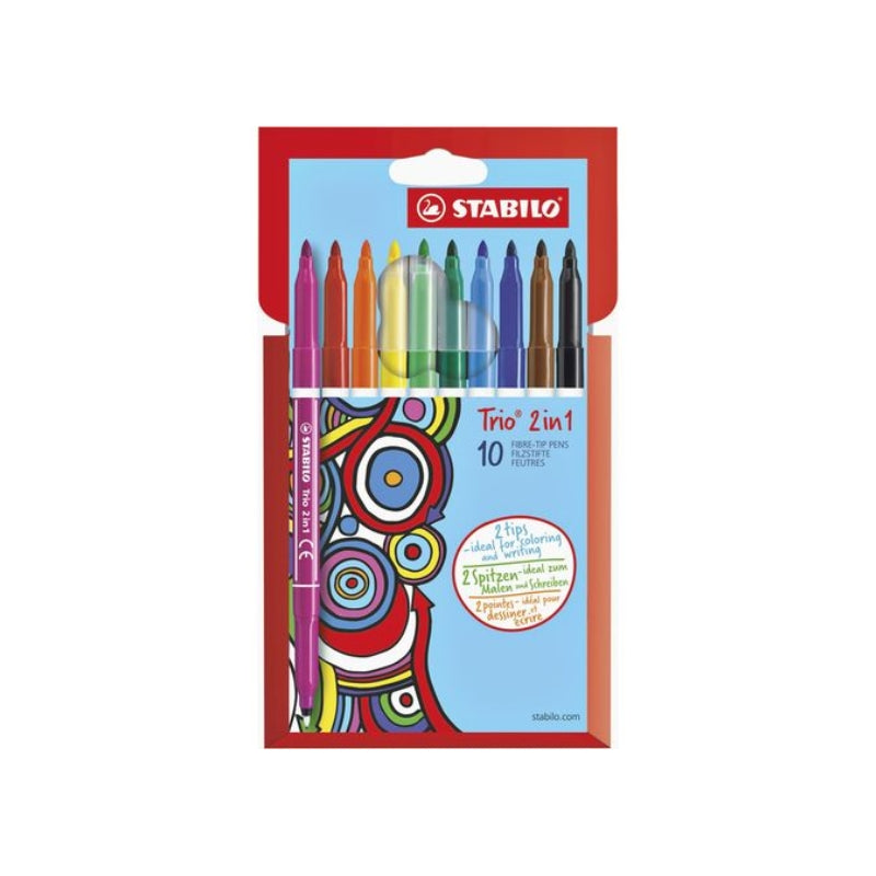 Stabilo viltstift trio 2 in 1 (10 kleuren)