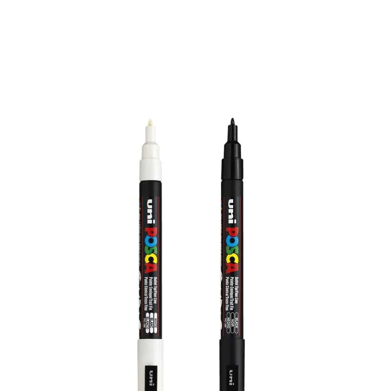 Verfstift Posca met fijne punt (zwart of wit)